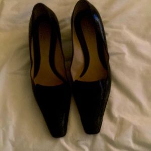 Giorgio Armani Black Leather flats 7.5 heel 1.5 inch